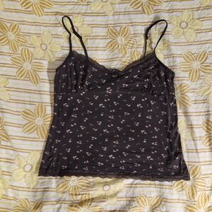 La SENZA Dark Camisole with Light Floral Accents